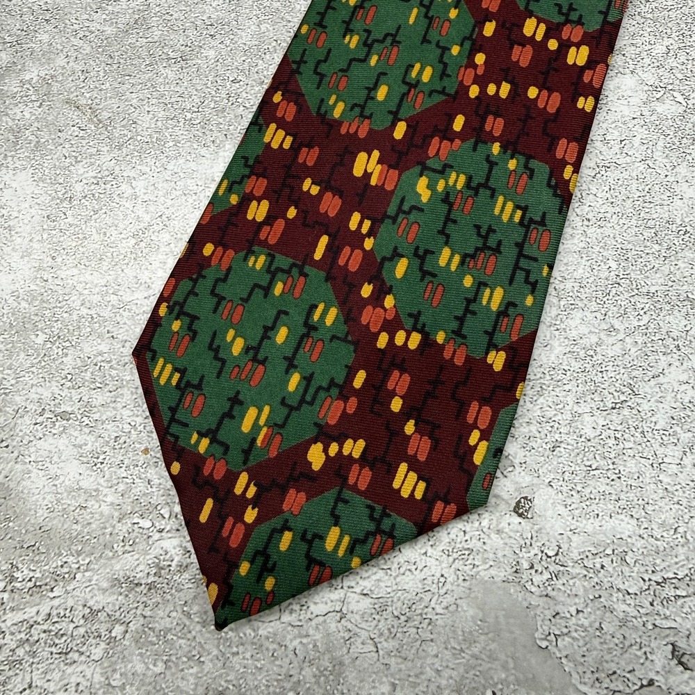 Tiffany & Co. Silk Tie Mens‎ One Size Red Geometric Made In Italy Necktie